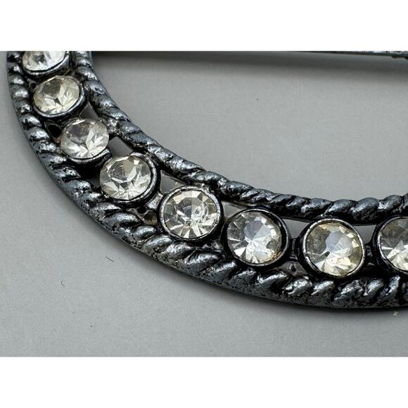 Vintage Art Deco Clear Crystal Belt Slide / Large Scarf Slide - Picture 4 of 9